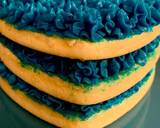 Heart Shaped Mini Cake with Blue Buttercream Hydrangeas & Colorful Chocolate Flowers recipe step 9 photo