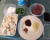 A picture of step 1 of Mapo Tofu my style.
