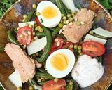 Une image de l'étape 3 de Salade de haricots verts et de petits pois au thon, sauce au yaourt.
