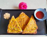 A picture of step 4 of Moong dal healthy triangles.