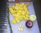 A picture of step 1 of Cream of potato soup & Croutons.