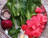A picture of step 1 of Spinach Watermelon Beetroot Power Punch ~~ Energizing Fitness Elixir.