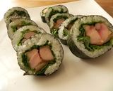 A picture of step 10 of Easy Teriyaki Chicken Ehomaki Sushi Rolls.