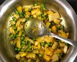 A picture of step 3 of Mooli-Aloo-Matar.