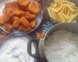 Rizs szalmakrupli rántott sajt, csibefalatkák és tartármártás recept fázis 4 fotója