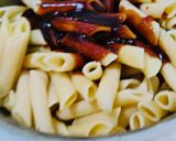 A picture of step 4 of Penne pasta with vegetables.