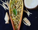 A picture of step 6 of Vazhaipoo (banana blossom) poriyal.