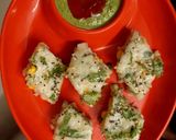 A picture of step 4 of Corn Palak Rava Dhokla.