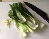 A picture of step 2 of Pac Choi with garlic.