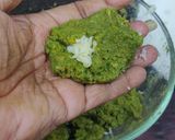 A picture of step 6 of Palak Chickpea kebab with cheese filling.