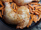 Pollo al horno con verduras y arroz con limón para acompañar