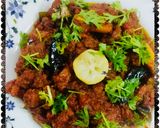 A picture of step 3 of Achari mutton.