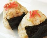 A picture of step 3 of Rice Balls with Tempura Bits and Salted Kelp - Great for Lunchboxes.