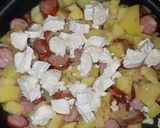 Une image de l'étape 6 de Pommes de terres au chèvre et à la Saucisse de Montbeliard.