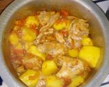 A picture of step 2 of Chicken wings mixed with potatoes stew,,and spinach.