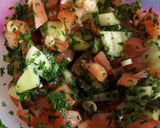 A picture of step 5 of Tabbouleh with Teriyaki Salmon.
