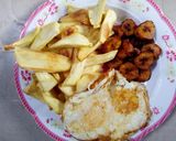 A picture of step 1 of Sweetpotato/plantain with egg.