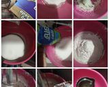 A picture of step 1 of Red velvet cake with cheese frosting.