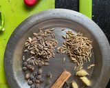 A picture of step 2 of Koli (Chicken) Saaru (runny curry)- Karnataka style.