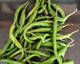 A picture of step 1 of Besanwali Mirchi.