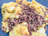 Crispy meaty yam balls