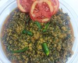 A picture of step 3 of Mutton mince with spinach.