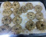 A picture of step 2 of Sabudana vada donut with sweet curd and mint chutney.