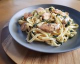 Foto langkah ke 7 dari resep Creamy Chicken Spinach Fettuccine.