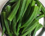 A picture of step 1 of Stuffed Kurmuri Bhindi Shallow fry.