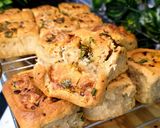 A picture of step 8 of No Egg No Maida Pure Veg Cheesy Garlic Bun And Swirl From Scratch Two Design One Dough.