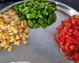 A picture of step 1 of Corn capsicum paneer in yellow gravy using premix.