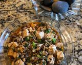 A picture of step 2 of Mapo Tofu.