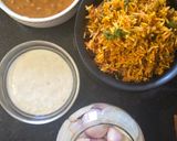 A picture of step 13 of Biryani dal makhani raita platter.
