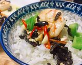 รูปขั้นตอนการทำที่ 2 ของ กุ้งราดมะกอกดำพริกกระเทียม(เเปลงจากเมนูแต้จิ๋วแบบดั้งเดิม)