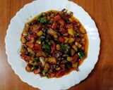 A picture of step 4 of Colourful bell peppers sabzi 🍅🧅🌿🫑🌶️.