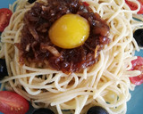 Foto del paso 11 de la receta: Espaguetis con cebolla caramelizada y yema curada
