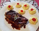 Foto del paso 6 de la receta: Cerdo en salsa frambuesa. Guarnición: soufflé de papa en flor