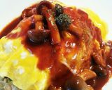 A picture of step 6 of Fluffy and Creamy Omurice with Mushroom Demi-Glace Sauce.