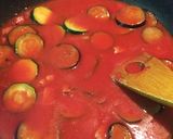 A picture of step 5 of Eggplant and Zucchini Bacon Tomato Pasta.