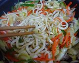 A picture of step 8 of Quick 10-Minute! Easy Stir-Fried Udon with Noodle Sauce.
