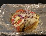 A picture of step 4 of Stuffed Eggplant Fans.