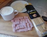 Foto del paso 1 de la receta: Fettuccini con salsa Alfredo y jamón