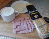 Foto del paso 1 de la receta: Fettuccini con salsa Alfredo y jamón
