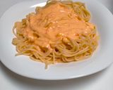 Une image de l'étape 4 de Pâtes sauce crémeuse aux poivrons et chèvre.