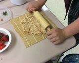 A picture of step 4 of Rice Krispie Treat Sushi.
