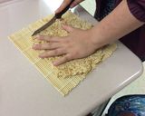 A picture of step 5 of Rice Krispie Treat Sushi.