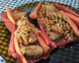 Foto del paso 6 de la receta: Morrones rellenos con fideos y salchichas🌶️ ¯\(ツ)/¯🍝