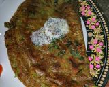A picture of step 5 of Moong dal chilla.