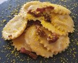 A picture of step 7 of Ricotta and Bell Pepper Ravioli in Special Carbonara.