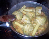 Foto del paso 7 de la receta: Alcachofas con salsa de puerro y calabacín